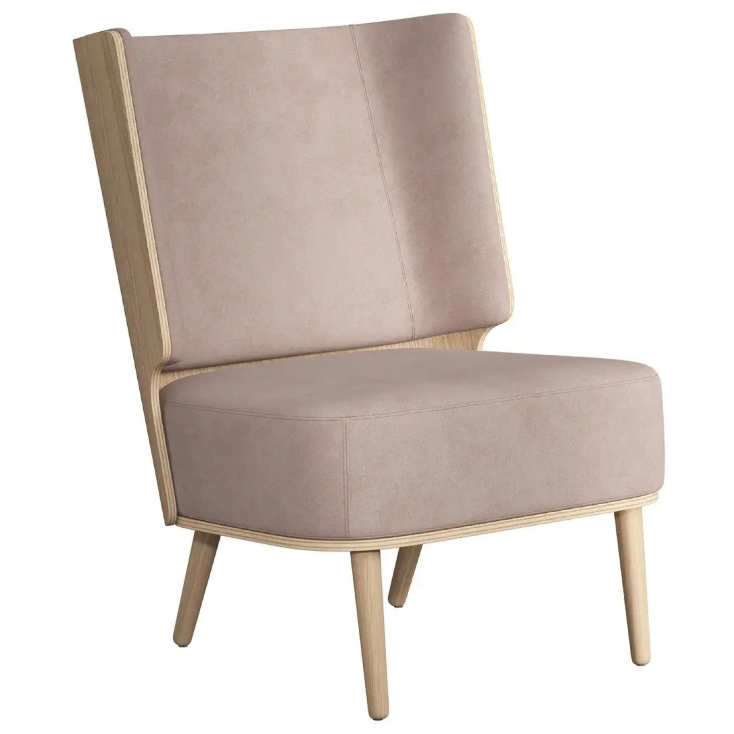 NovoForm - Lounge Chair - Serena - Dusty Rose/Rosa og Natur Eg