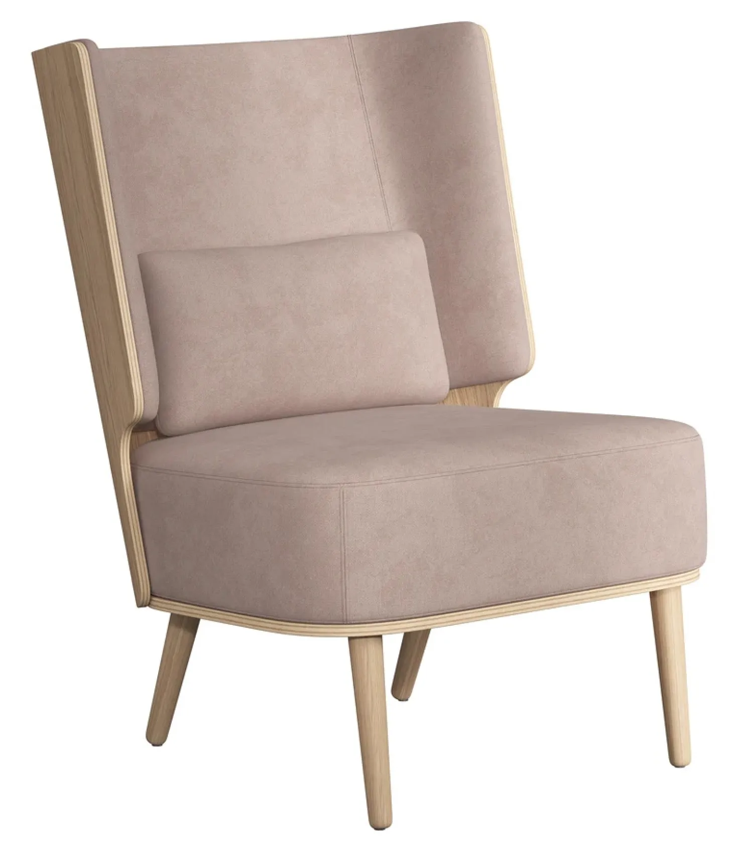 NovoForm - Lounge Chair - Serena - Dusty Rose/Rosa og Natur Eg