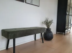 Orense Bænk med grønt fløjls look - Moss - 100 cm