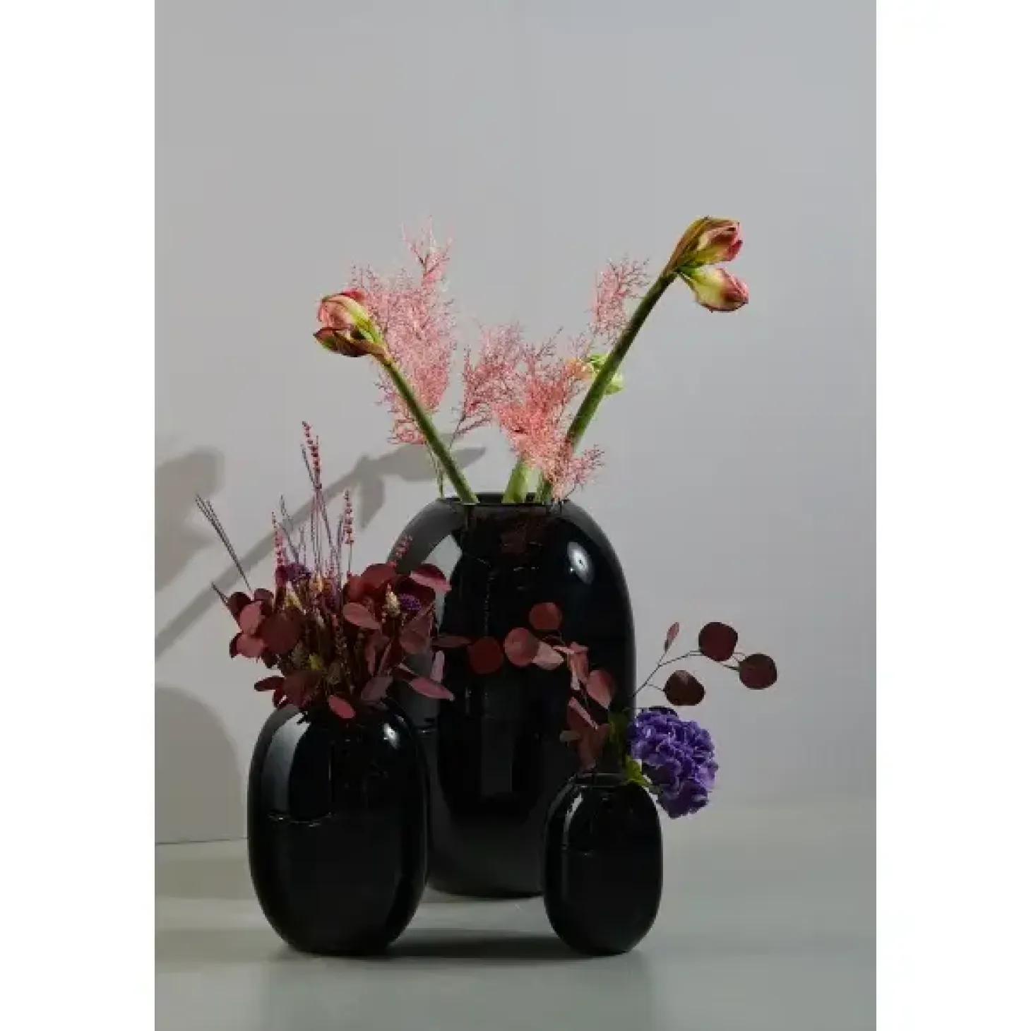 Piet Hein - Vase glas 16 cm - SORT-OPAL