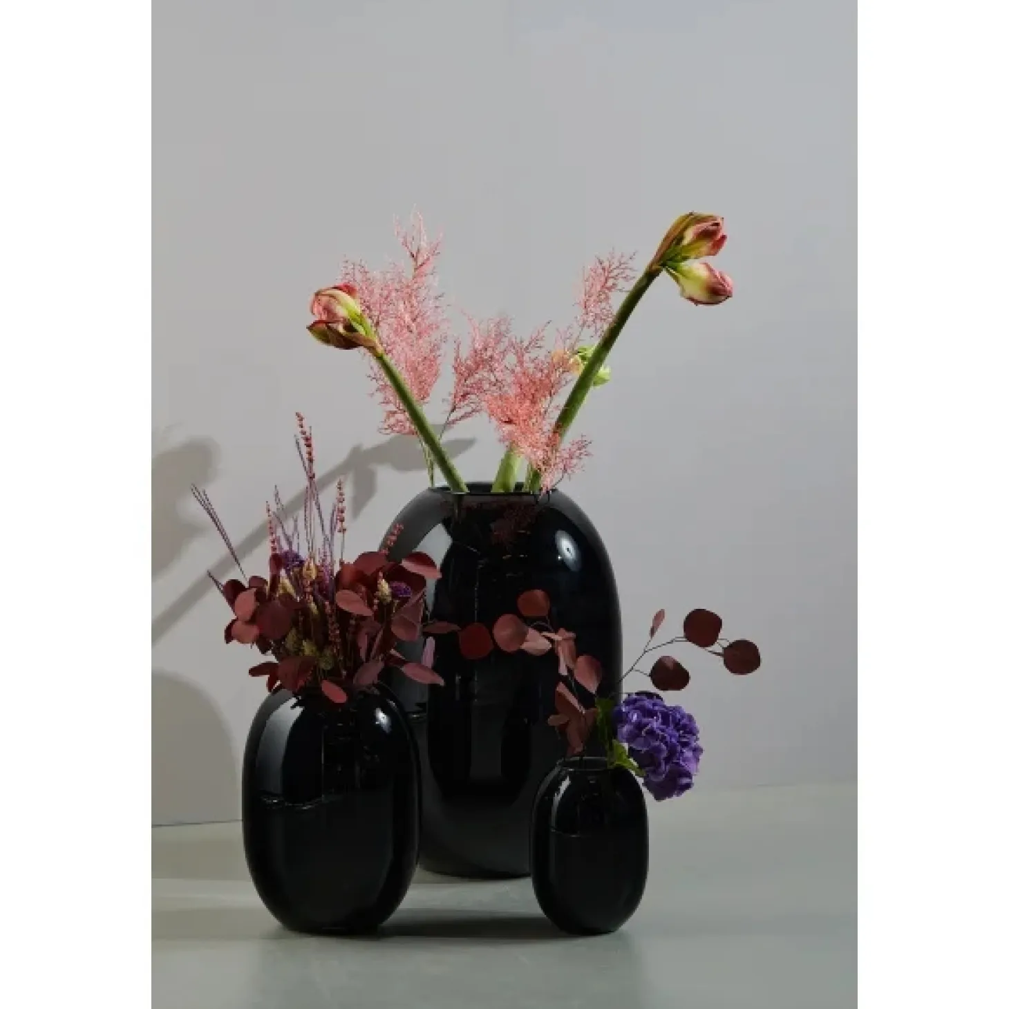 Piet Hein - Vase glas 20 cm - SORT-OPAL