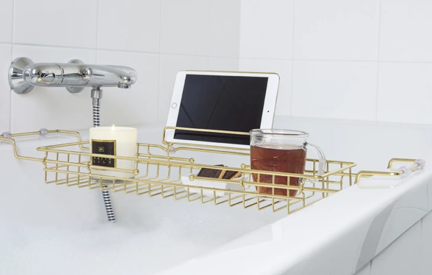 Present time - Bath tub caddy iron gold plated