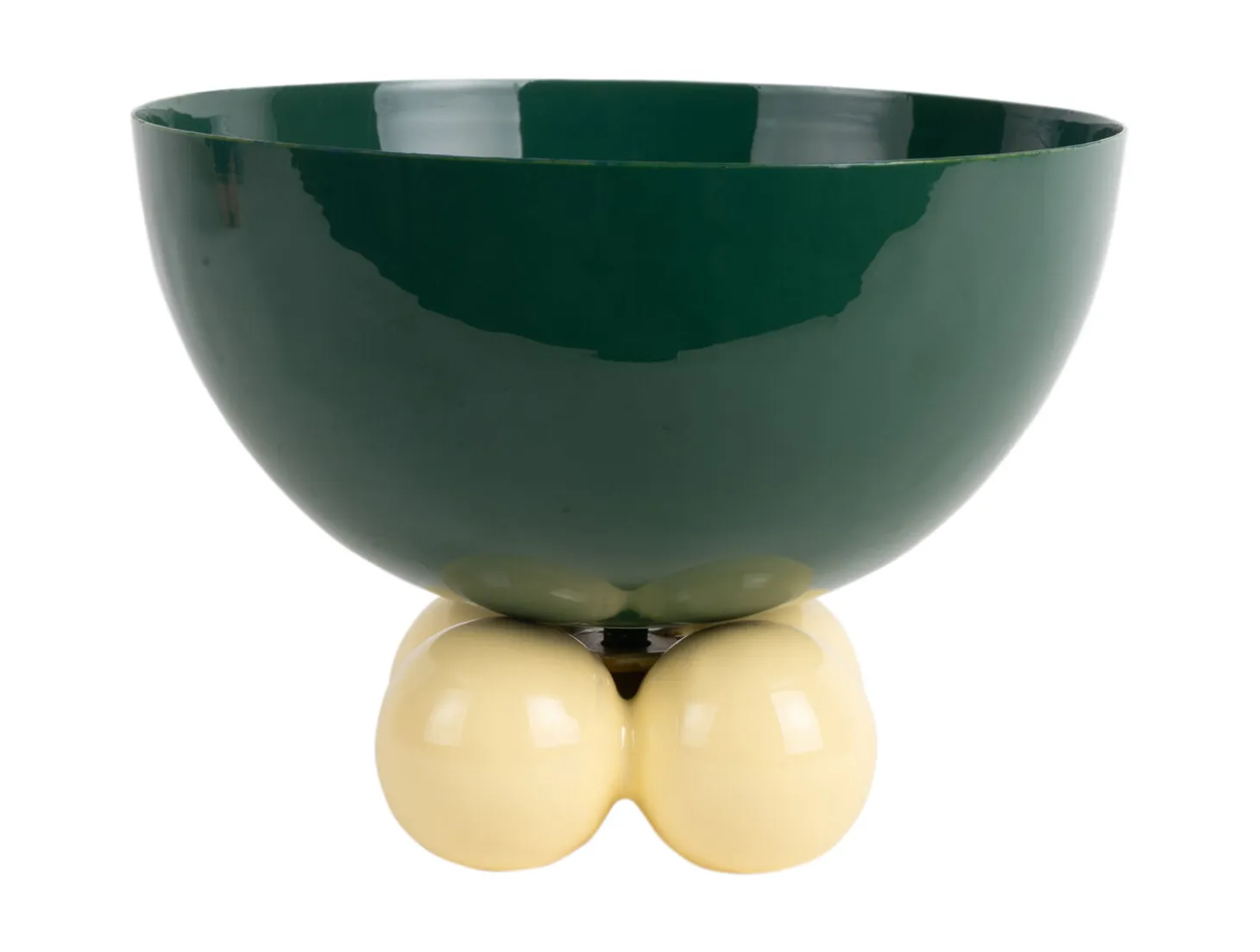 Present time - Bowl Double Funky large retro green w. soft yellow