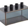 Present time - Candle holder Boxed rectangle glass black