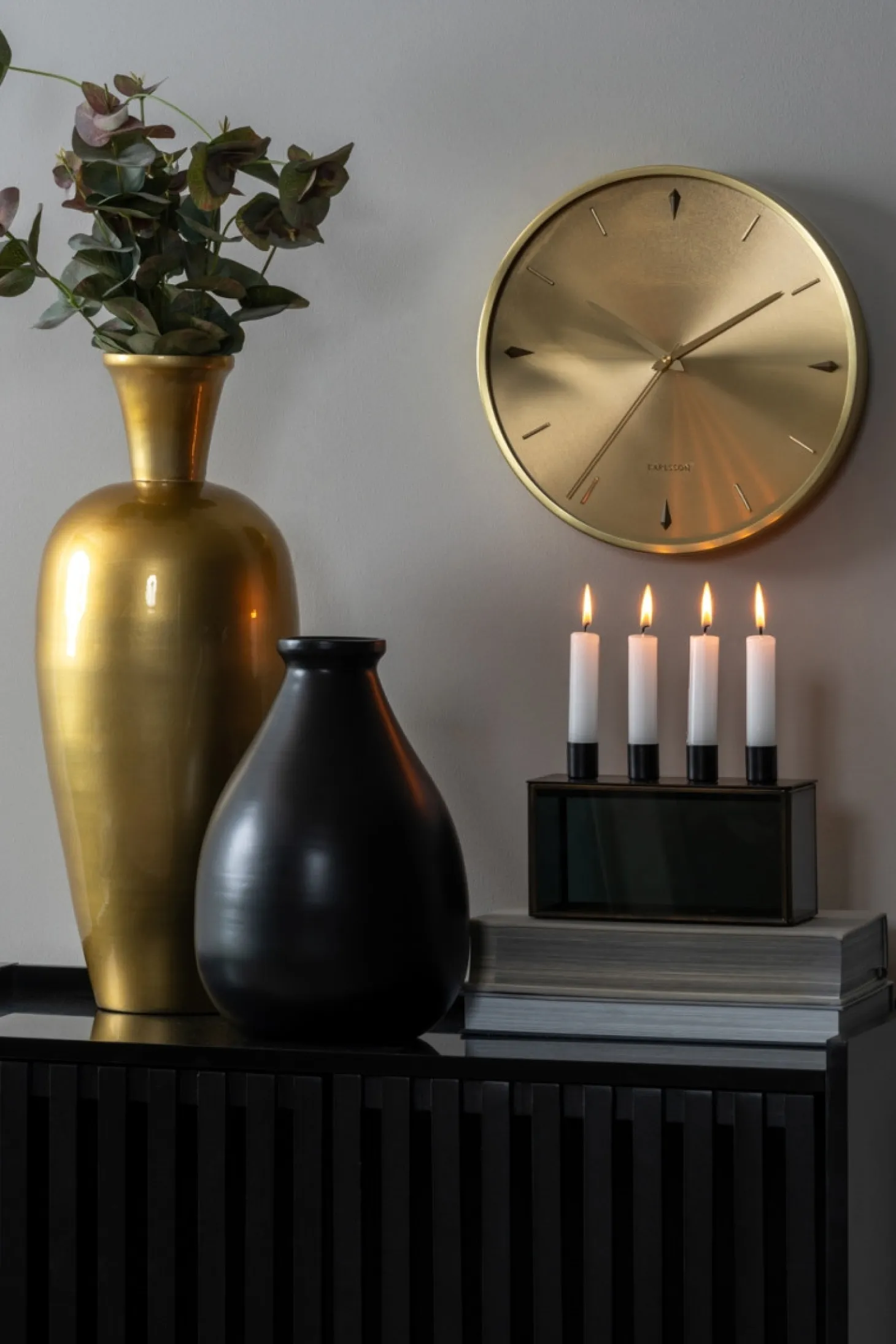 Present time - Candle holder Boxed rectangle glass black