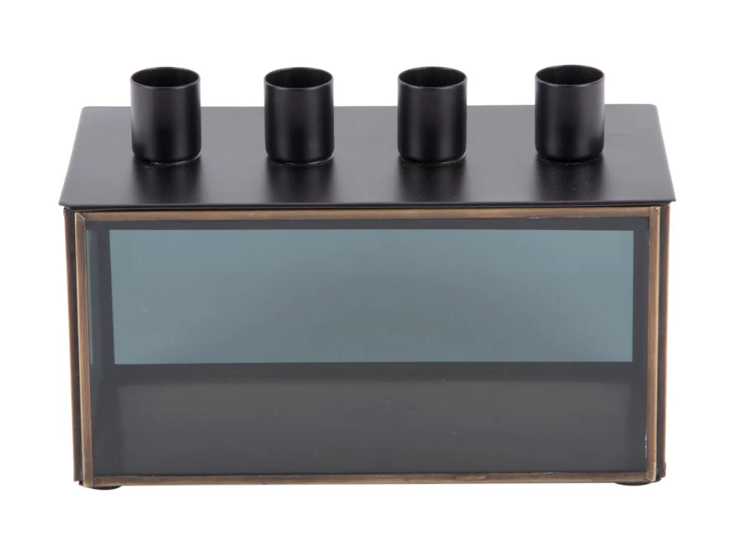 Present time - Candle holder Boxed rectangle glass black