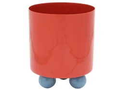 Present time - Plant pot Double Funky small bright red w. air blue