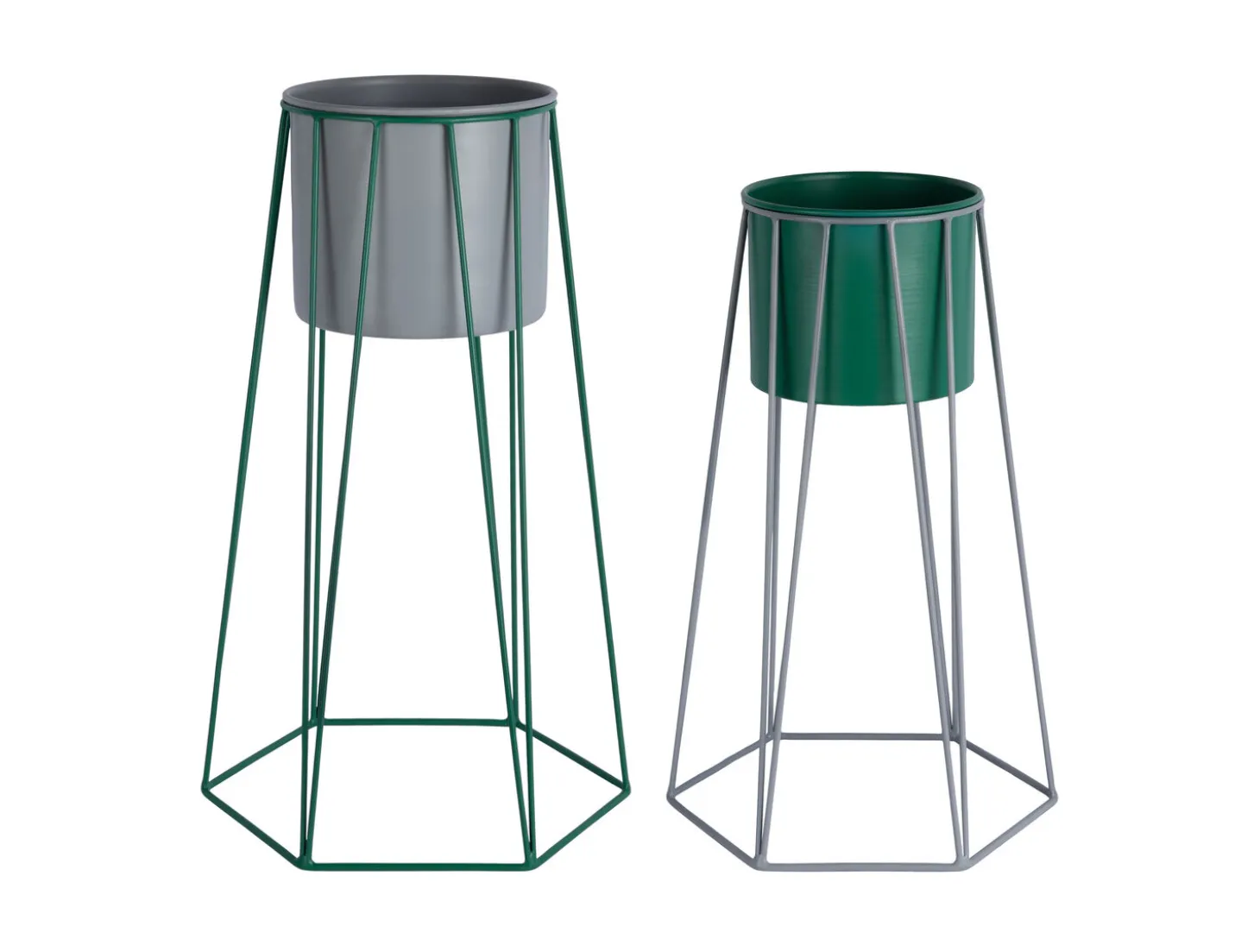 Present time - Plant pot set Cool Retro mouse grey w. retro green
