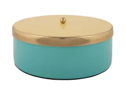 Present time - Storage box Double Funky large turquoise blue w. soft yellow