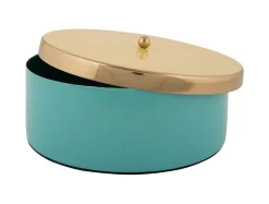 Present time - Storage box Double Funky large turquoise blue w. soft yellow