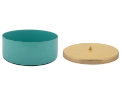Present time - Storage box Double Funky large turquoise blue w. soft yellow
