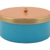 Present time - Storage box Double Funky medium aqua blue w. peach orange