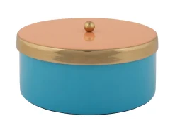 Present time - Storage box Double Funky medium aqua blue w. peach orange