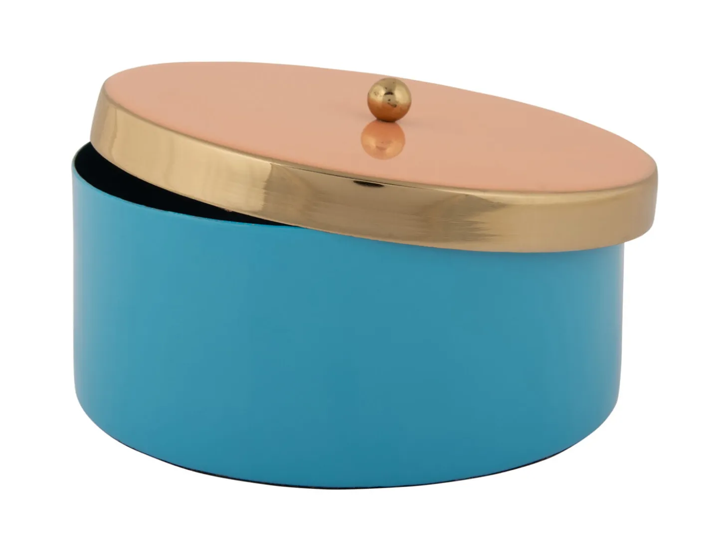 Present time - Storage box Double Funky medium aqua blue w. peach orange