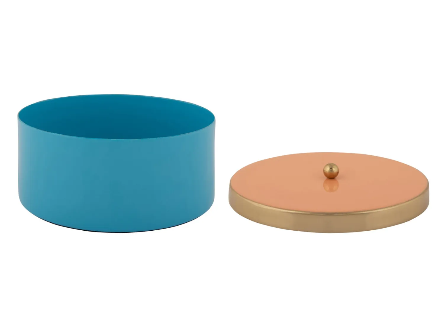 Present time - Storage box Double Funky medium aqua blue w. peach orange
