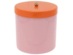 Present time - Storage jar Double Funky retro soft pink w. bright orange