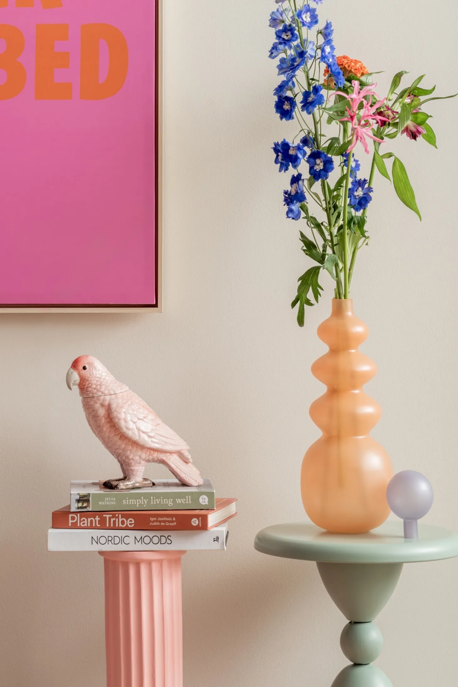 Present time - Storage jar Bird soft pink