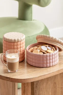 Present time - Storage jar Biscuit Box large soft pink