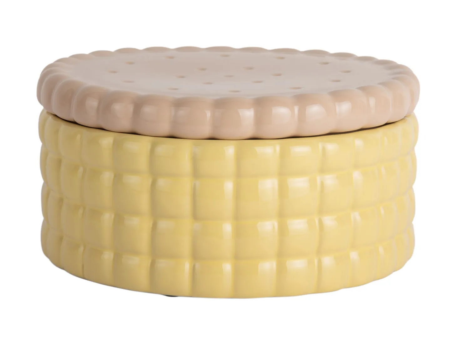 Present time - Storage jar Biscuit Box large soft yellow
