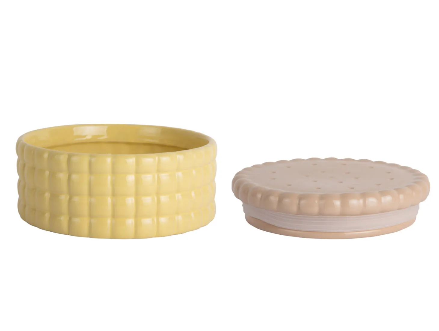 Present time - Storage jar Biscuit Box large soft yellow
