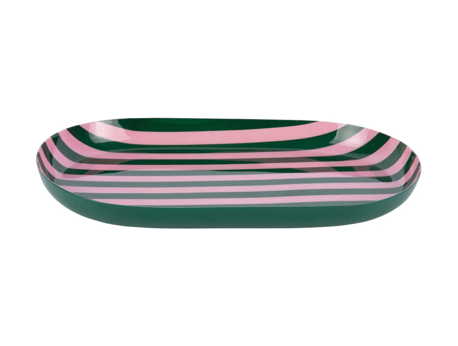 Present time - Tray Animado oval small retro green w. soft pink