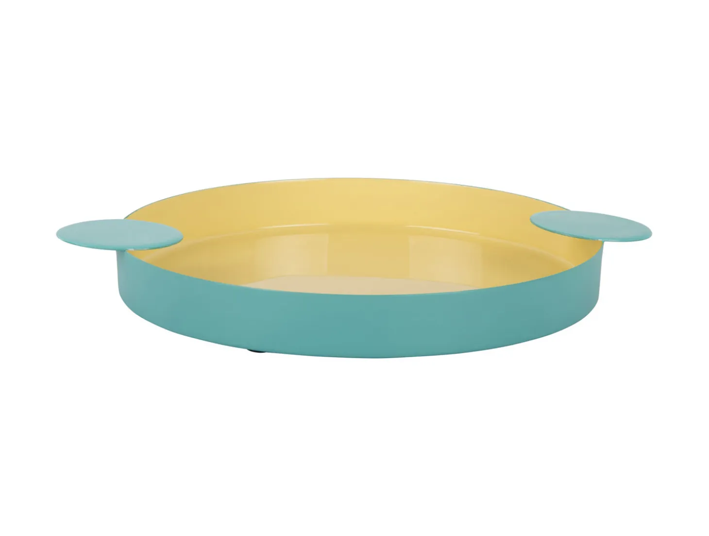 Present time - Tray Double Funky large soft yellow w. turquoise blue