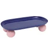 Present time - Tray Double Funky oval large cobalt blue w. soft pink