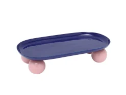 Present time - Tray Double Funky oval large cobalt blue w. soft pink