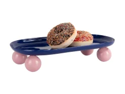 Present time - Tray Double Funky oval large cobalt blue w. soft pink