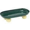Present time - Tray Double Funky oval retro green w. soft yellow