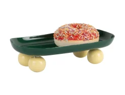 Present time - Tray Double Funky oval retro green w. soft yellow