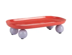 Present time - Tray Double Funky oval large bright red w. soft purple