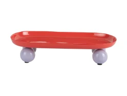 Present time - Tray Double Funky oval large bright red w. soft purple