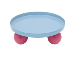 Present time - Tray Double Funky round soft blue w. bright pink