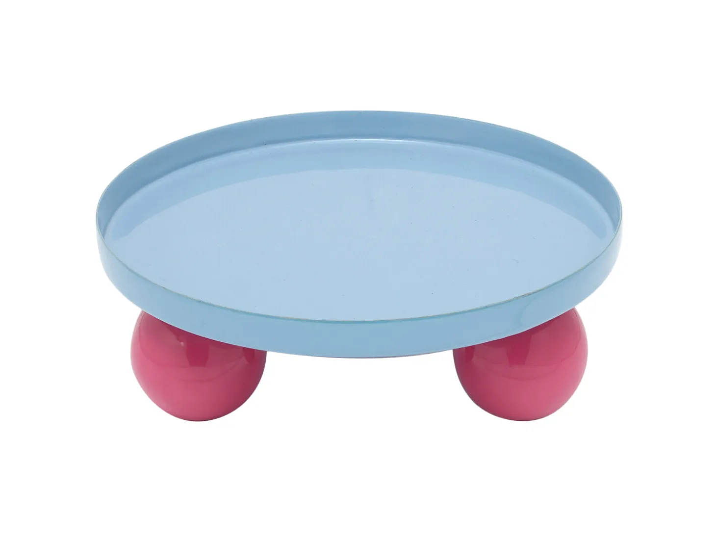 Present time - Tray Double Funky round soft blue w. bright pink