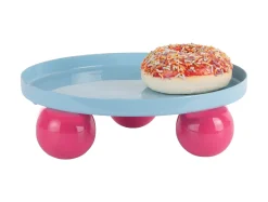 Present time - Tray Double Funky round soft blue w. bright pink
