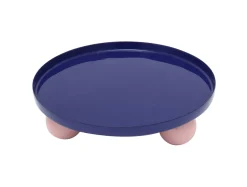 Present time - Tray Double Funky round large cobalt blue w. soft pink
