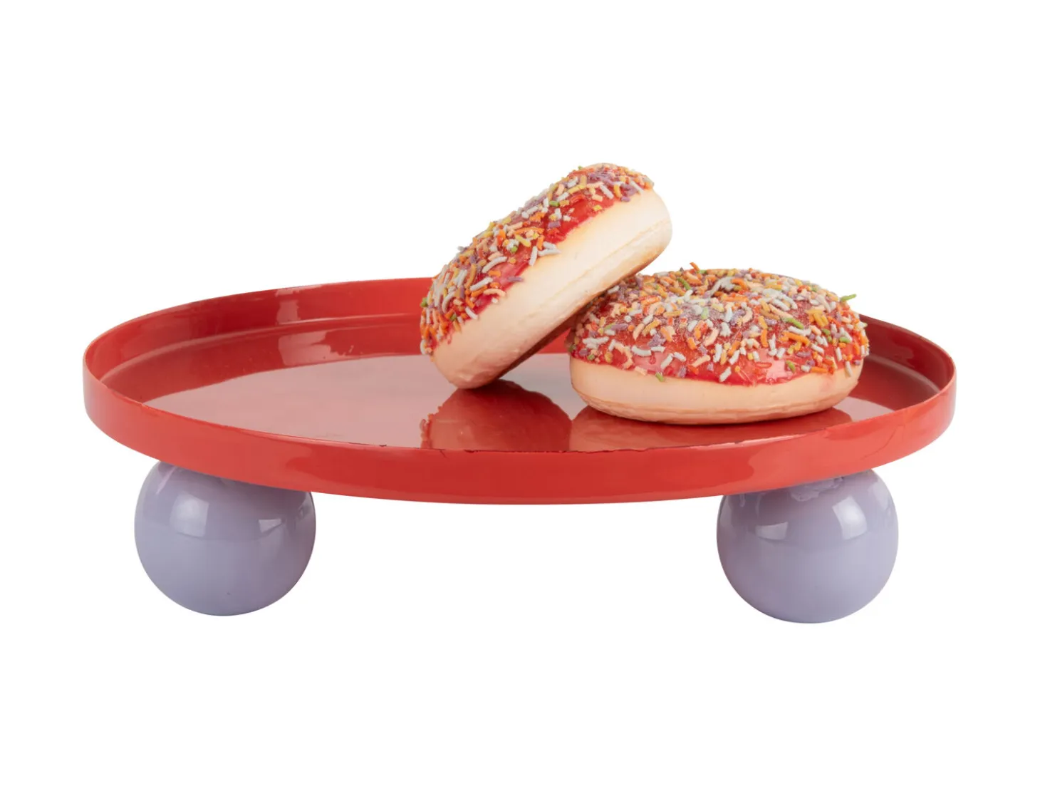 Present time - Tray Double Funky round large bright red w. soft purple