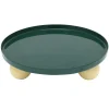 Present time - Tray Double Funky round large retro green w. soft yellow