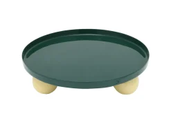 Present time - Tray Double Funky round large retro green w. soft yellow