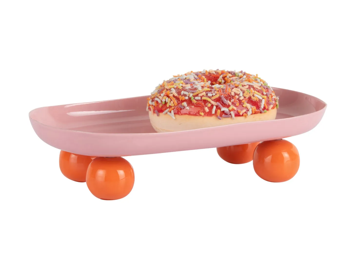 Present time - Tray Double Funky oval soft pink w. bright orange