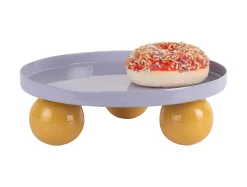 Present time - Tray Double Funky round soft purple w. bright yellow