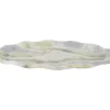 Present time - Tray Waved oval large marble himalayan green