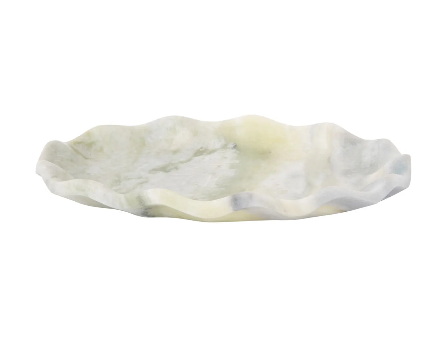 Present time - Tray Waved oval small marble himalayan green
