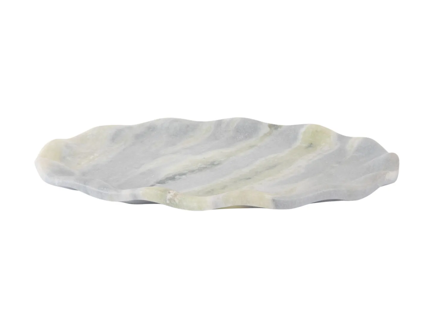 Present time - Tray Waved oval medium marble himalayan green