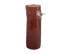 Present time - Vase Bird On Branch large red ochre