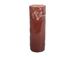 Present time - Vase Bird On Branch large red ochre