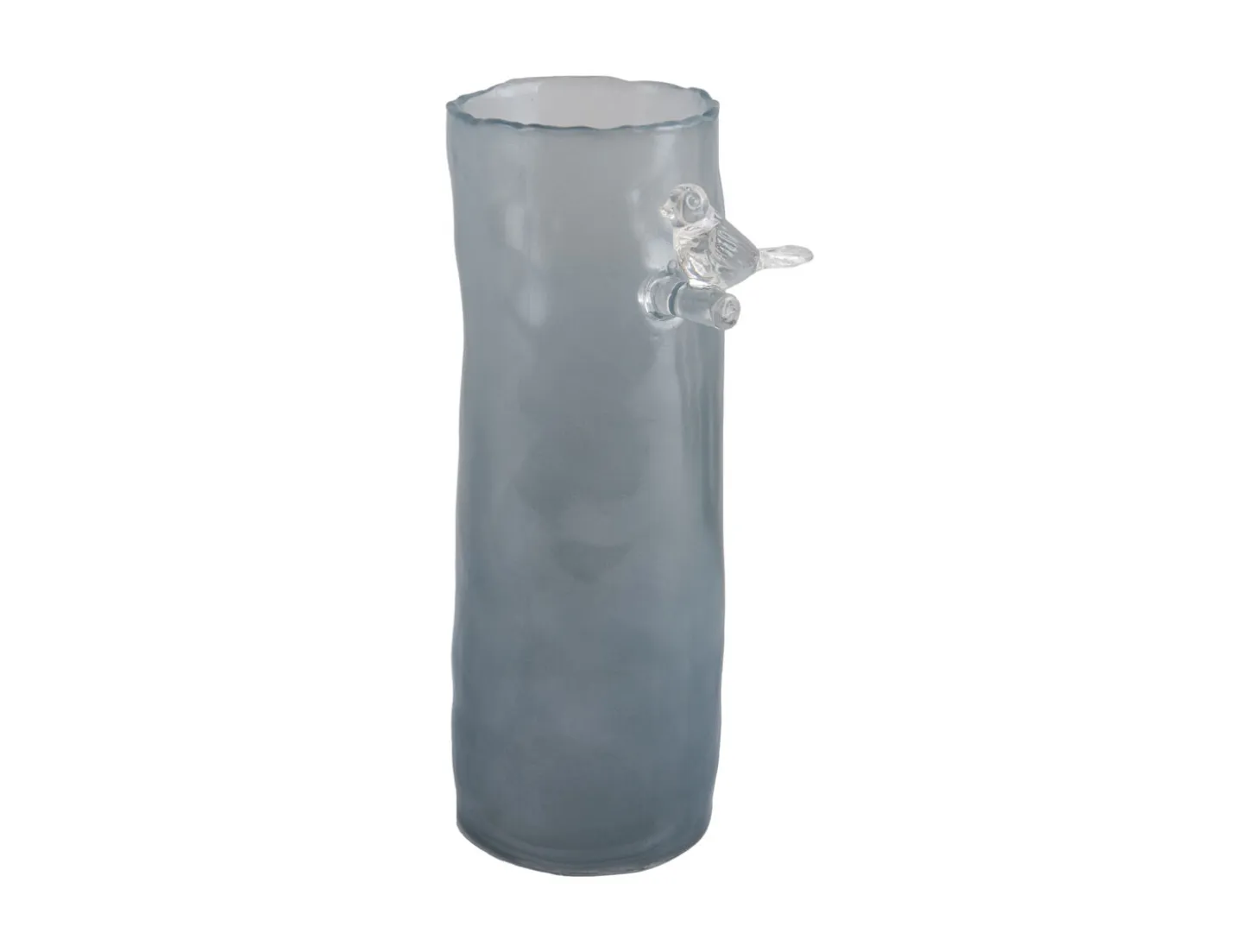 Present time - Vase Bird On Branch large misty blue