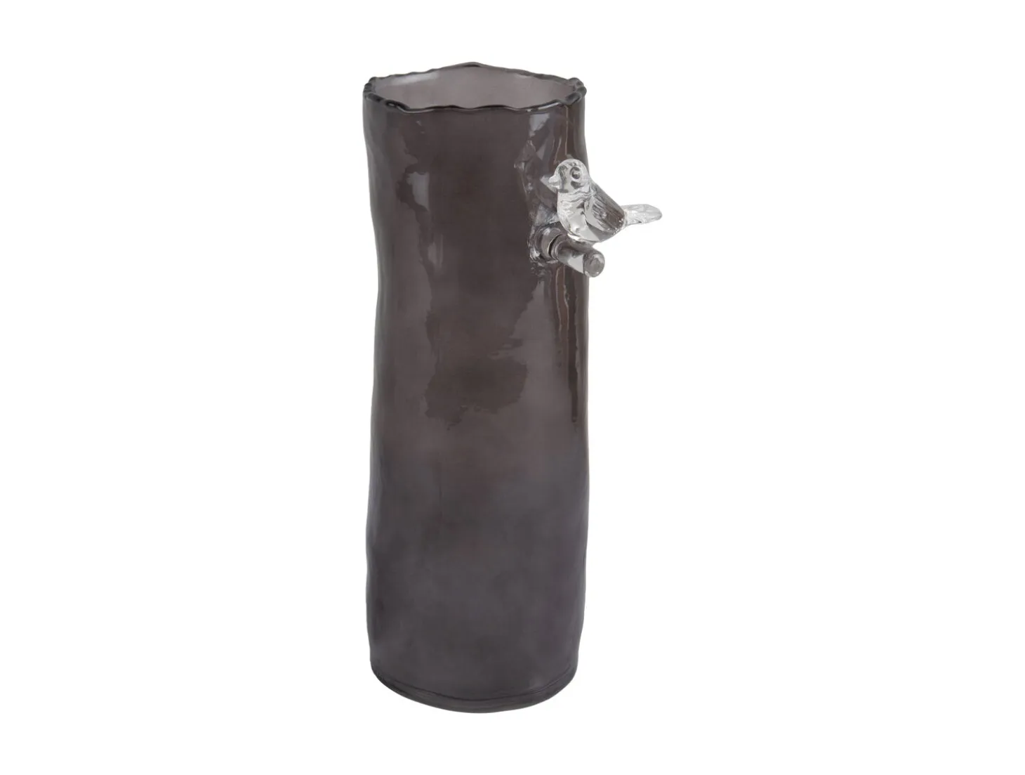 Present time - Vase Bird On Branch large dark grey
