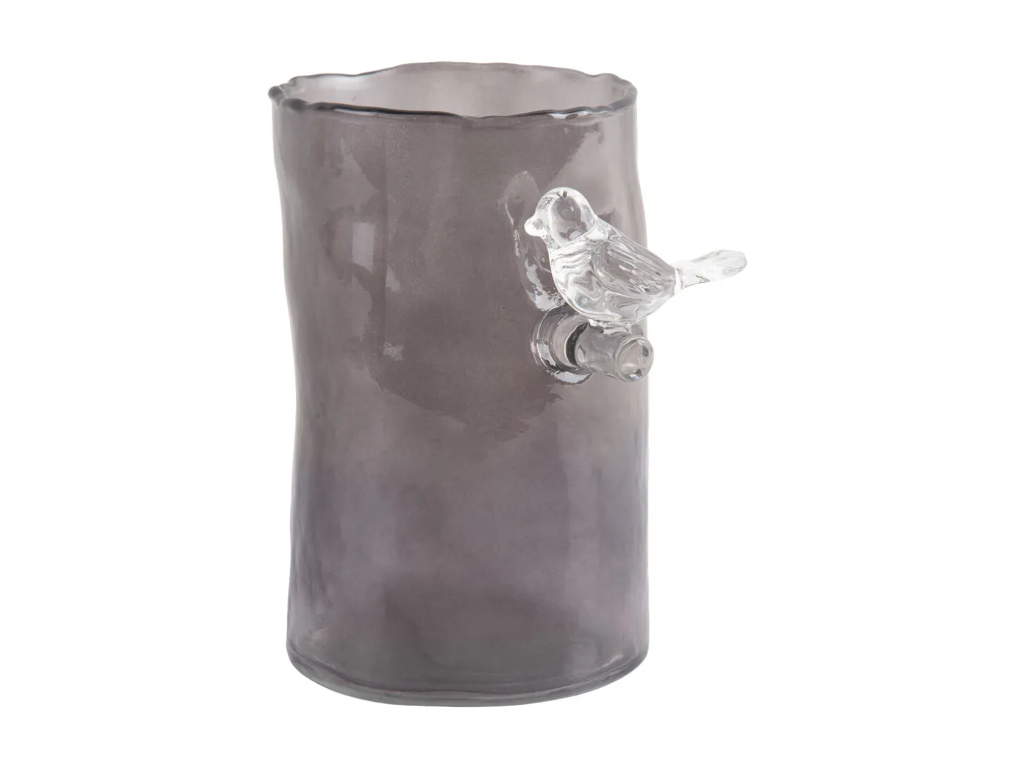 Present time - Vase Bird On Branch small dark grey